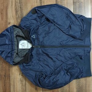 Gerry Hooded Bomber Jacket Polyfill Insulation Nylon Shell Navy Blue Size Large